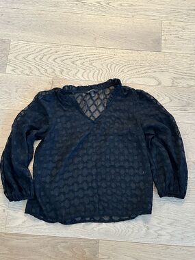 Banana Republic Black Sheer V-Neck Blouse